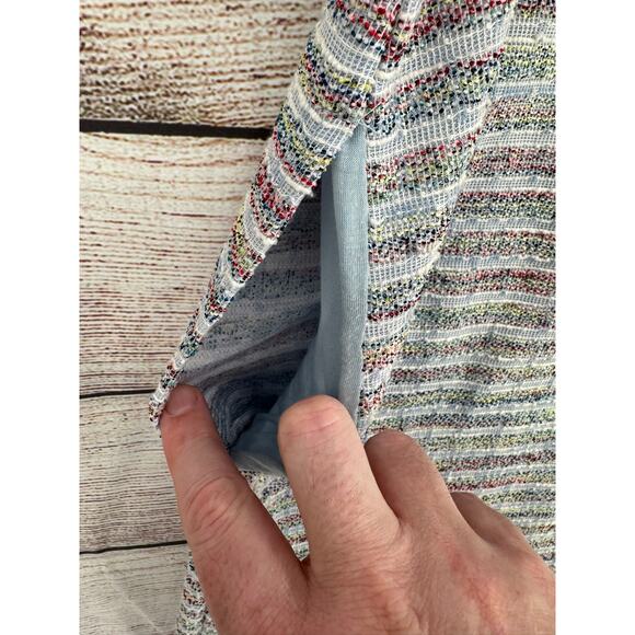 Akemi + Kin Anthropologie Sleeveless Knit Dress Womens L Blue Striped Turtleneck - Picture 5 of 10